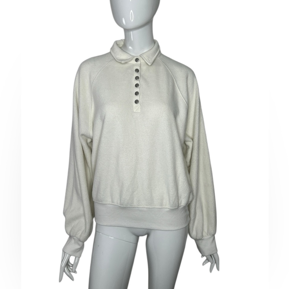 Double Zero Sweatshirt Women's Small Ivory Fuzzy